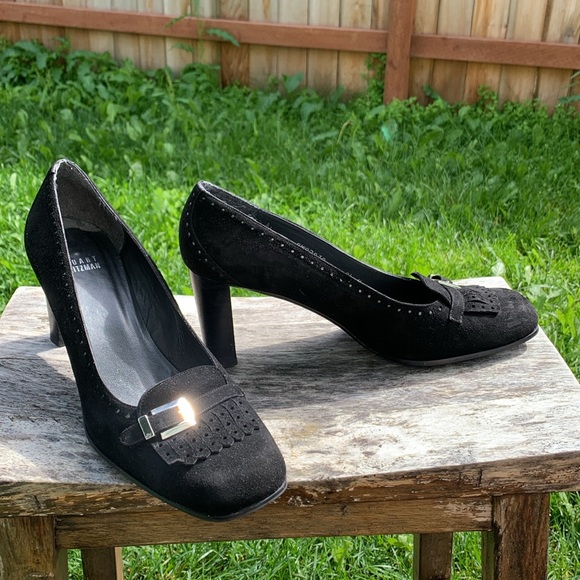 Stuart Weizmann black suede loafer heel - Picture 15 of 15